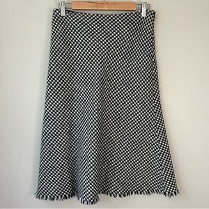 PAUW Amsterdam | Black and White Wool Houndstooth Fringe Skirt